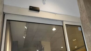 8 نمونه درب اتوماتیک شیشه ای تلسکوپی عرض کم