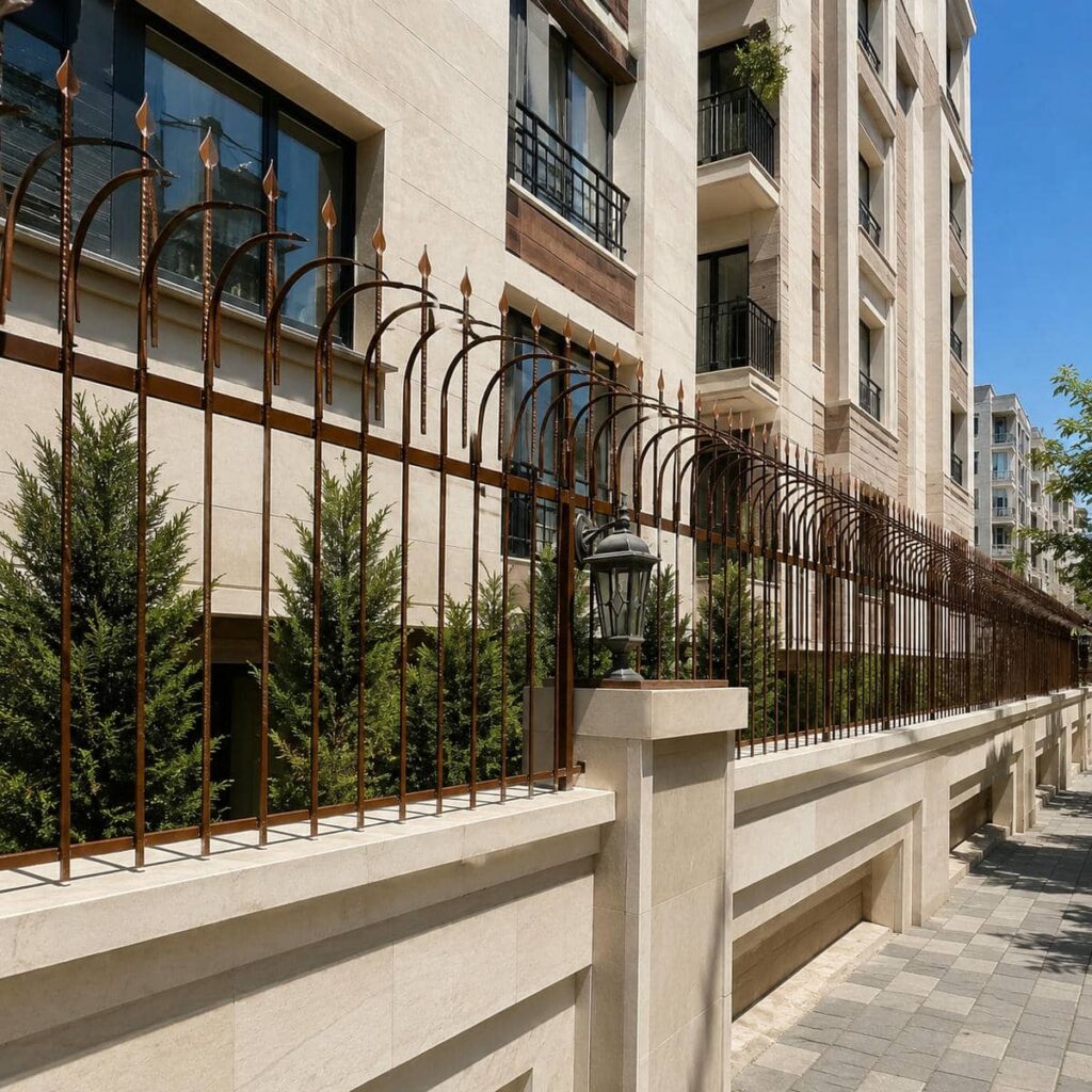 نصب حفاظ دیوار کوتاه حیاط روی سنگ