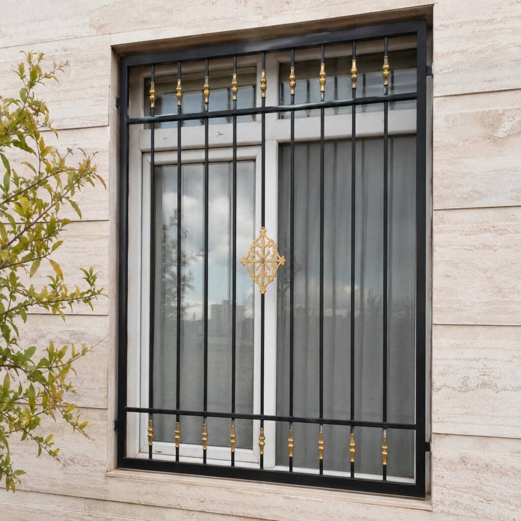 8 مدل حفاظ پنجره مشکی طلایی نما