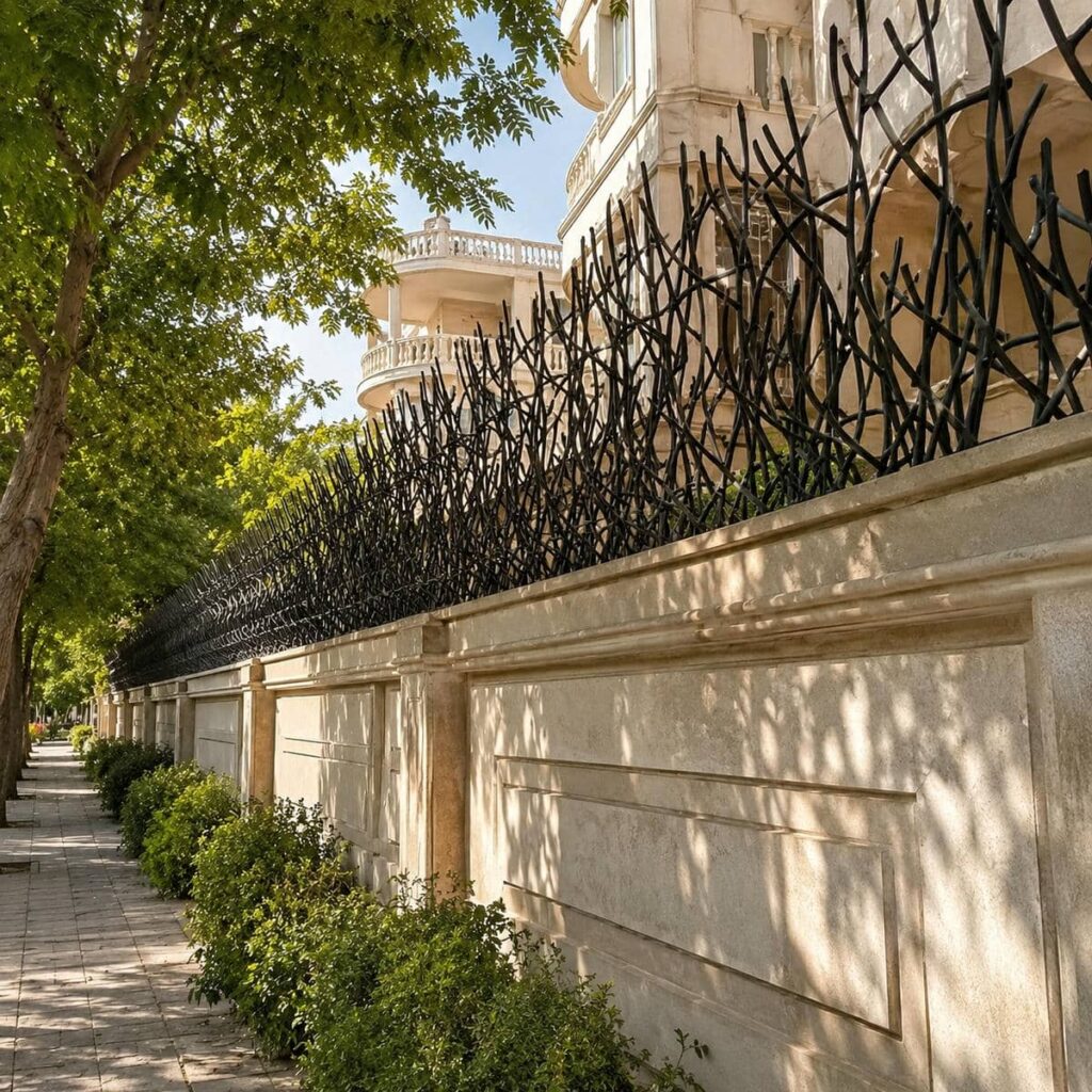 حفاظ دیوار سرنیزه ای حیاط ساختمان استان فارس