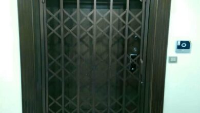 حفاظ درب آکاردئونی کرمان با طرح شبکه فلزی